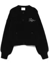Frame X Ritz Paris Logo-embroidered Cardigan In Black