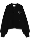 Frame X Ritz Paris Logo-embroidered Cardigan In Black