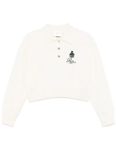Frame X Ritz Paris Logo-embroidered Polo Top In Beige