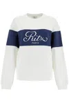 Frame White Crewneck Sweatshirt With Contrasting Logo Print In Cotton Woman In Multi