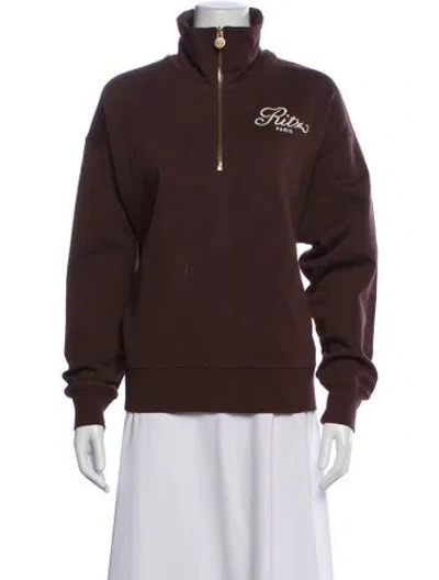 Pre-owned Frame X Ritz Paris Mock Neck Long Sleeve Sweatshirt In Brown