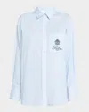 Frame X Ritz Paris Oversized Pocket Shirt In Heritage Blue Multi