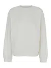 Frame X Ritz Paris 'privacy Please' White Crewneck T-shirt With Tonal Logo Embroidery On The Front In Cotton Blend Woma