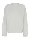 Frame X Ritz Paris 'privacy Please' White Crewneck T-shirt With Tonal Logo Embroidery On The Front In Cotton Blend Woma In White