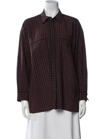 Pre-owned Frame X Ritz Paris Silk Patterned Pajamas In Burgundy