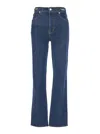 Frame X Ritz Paris 'the Ritz Ruler' Blue Flared Jeans With Logo Plaque On The Waist And Logo Embroidery On The Rear In In Blue