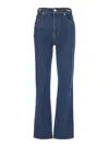 Frame X Ritz Paris 'the Ritz Ruler' Blue Flared Jeans With Logo Plaque On The Waist And Logo Embroidery On The Rear