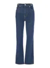 Frame X Ritz Paris 'the Ritz Ruler' Blue Flared Jeans With Logo Plaque On The Waist And Logo Embroidery On The Rear In