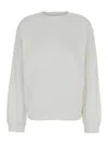Frame X Ritz Paris 'privacy Please' White Crewneck T-shirt With Tonal Logo Embroidery On The Front In Cotton Blend Woma In White