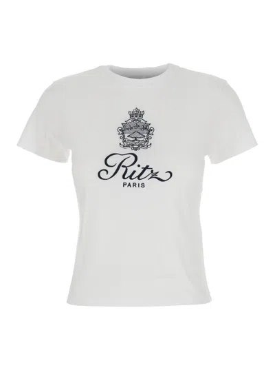 Frame X Ritz Paris White T-shirt With Ritz Paris Logo