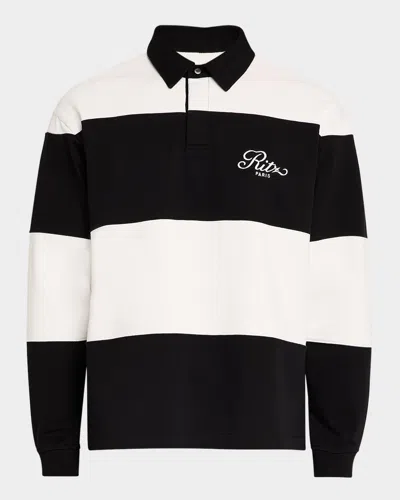 Frame X Ritz Paris X Ritz Paris Men's Colorblock Rugby Shirt In Cream/black