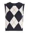 Frame X Sotheby's Cashmere Argyle Vest In Blue
