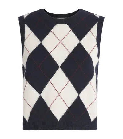 Frame X Sotheby's Argyle Sweater Vest In Blue