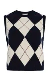 Frame X Sotheby's Cashmere Argyle Vest In Black