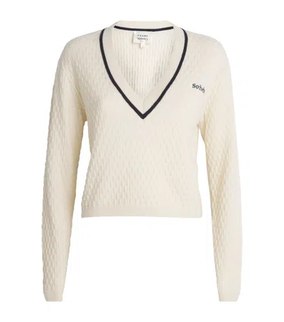Frame X Sotheby's Cashmere V-neck Sweater In White