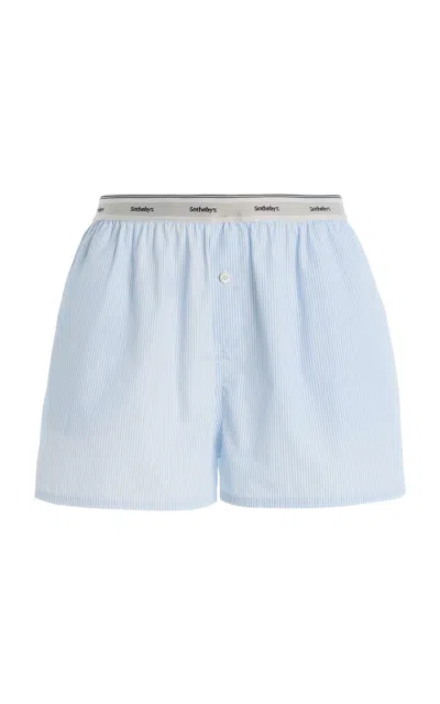 Frame X Sotheby's Cotton Boxer Shorts In Blue