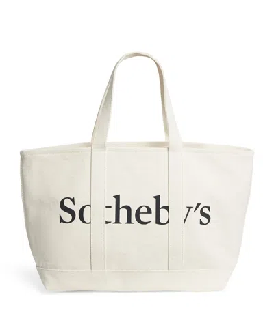 Frame X Sotheby's Cotton Canvas Tote Bag In White