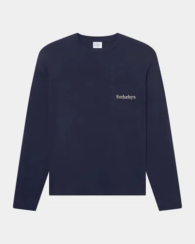 Frame X Sotheby's Cotton Crewneck T-shirt In Navy Washe