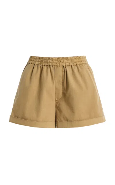 Frame X Sotheby's Cuffed Cotton Mini Shorts In Khaki