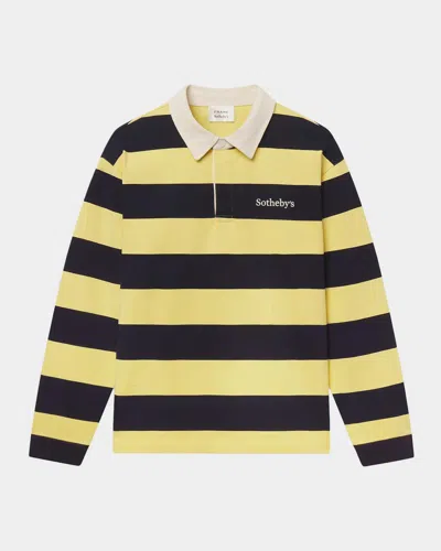 Frame X Sotheby's Men & Apos;s Stripe Cotton Rugby Polo Shirt In Navy/yellow