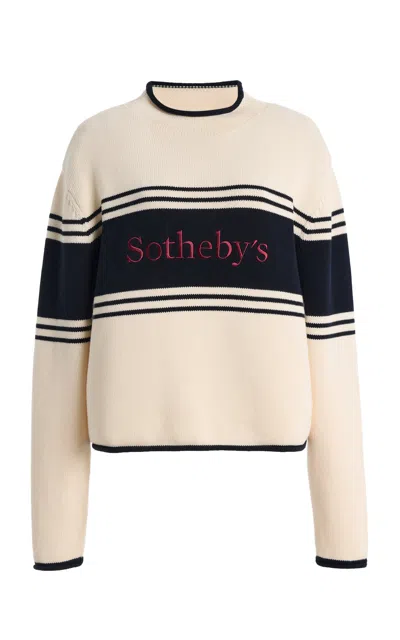 Frame X Sotheby's Rolled Cotton Sweater In Ivory