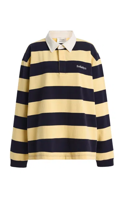 Frame X Sotheby's Rugby Cotton Polo Shirt In Navy