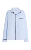 Frame X Sotheby's Striped Cotton Pajama Shirt In Blue