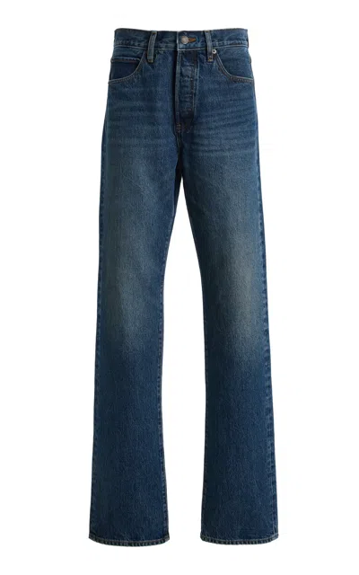 Frame X Sotheby's Vertical Rigid High-rise Straight-leg Jeans In Dark Wash