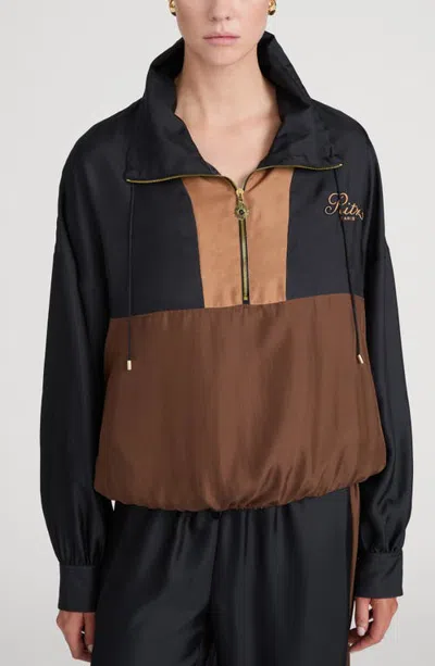 Frame X The Ritz Paris Silk Half Zip Jacket In Multi