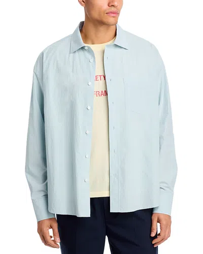 Frame X The Society Archive Classic Button Front Shirt In Blue