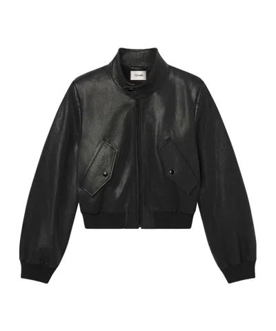 Frame Zip-front Leather Jacket In Black