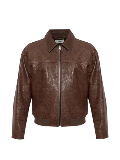FRAME ZIP LEATHER JACKET