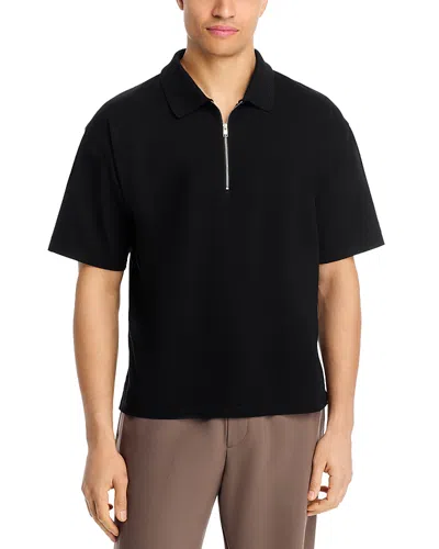 Frame Zip Polo Shirt In Black