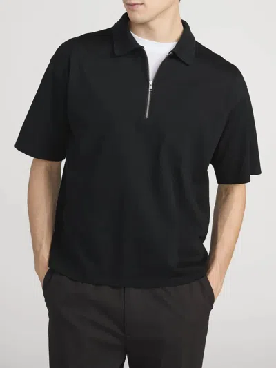 Frame Zip Polo Shirt In Black In Multi