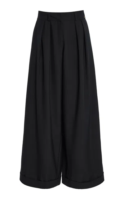 Franãoise Mila Pleated Wool Pants In Black