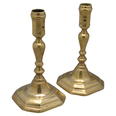 Pre-owned France" Antique Brass Candlesticks 18th Century - Baroque In Brown