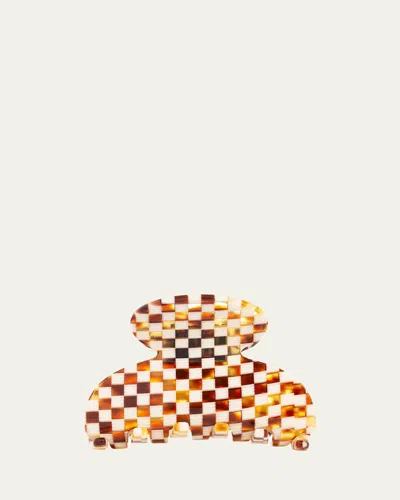 France Luxe Checkered Small Couture Jaw Clip In Damier