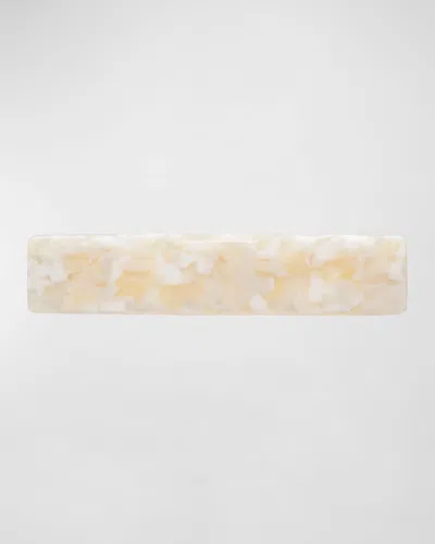 France Luxe Classic Rectangle Barrette In Pavlova White