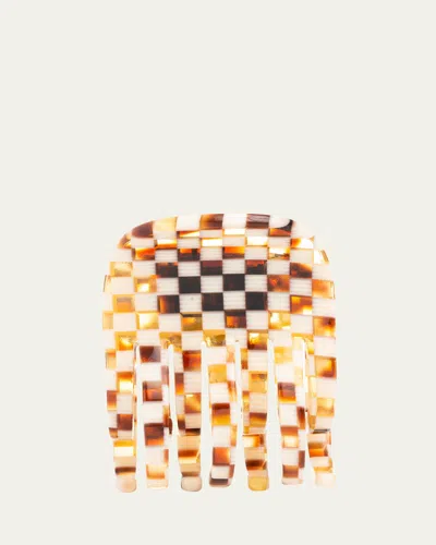 France Luxe Double Tooth Checkered Jaw Clip In Damier
