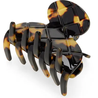 France Luxe Quilted Small Claw Clip In Brown