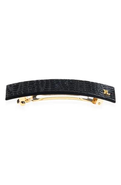 France Luxe Rectangular Barrette In Black