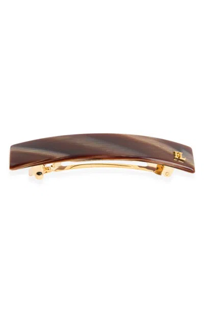 France Luxe Rectangular Barrette In Brown