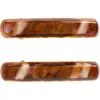 France Luxe Set Of 2 Mini Barrettes In Caramel Horn