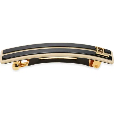 France Luxe Small Stripe Barrette In Gold