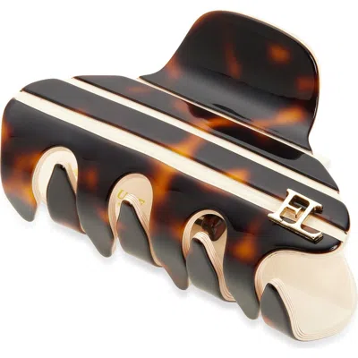 France Luxe Stripe Jaw Clip In Brown