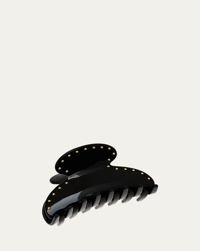 France Luxe Studded Couture Jaw Clip In Black/gold
