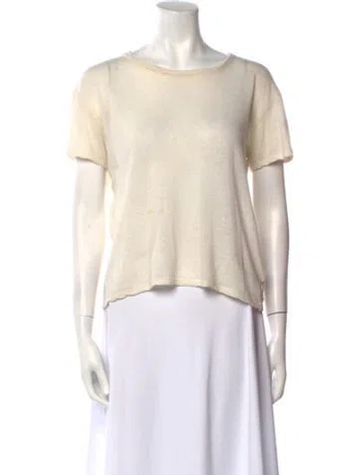 Pre-owned Frances De Lourdes Cashmere Bateau Neckline T-shirt In White