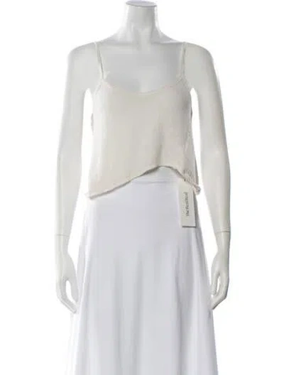 Pre-owned Frances De Lourdes Cashmere Scoop Neck Top In White