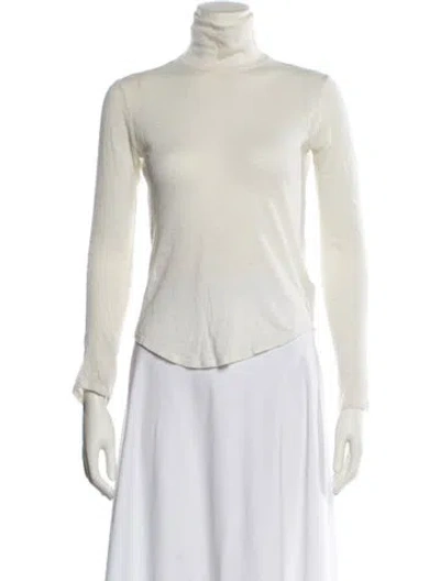 Pre-owned Frances De Lourdes Cashmere Turtleneck Top In White