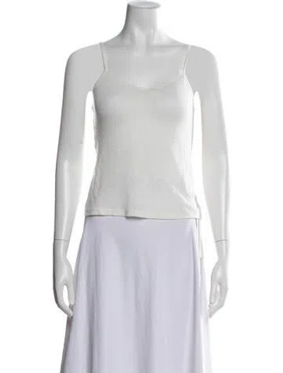 Pre-owned Frances De Lourdes Cashmere V-neck Top In White